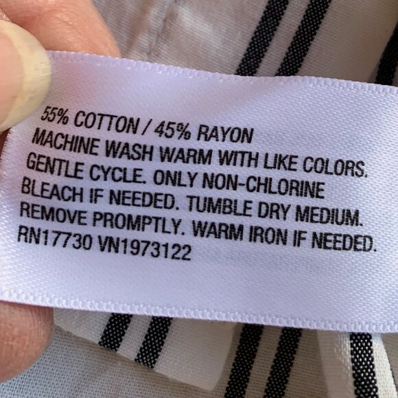 AVA & VIV WHITE BUTTON DOWN SHIRT WITH BLACK STRIPES NWT - Picture 6 of 6